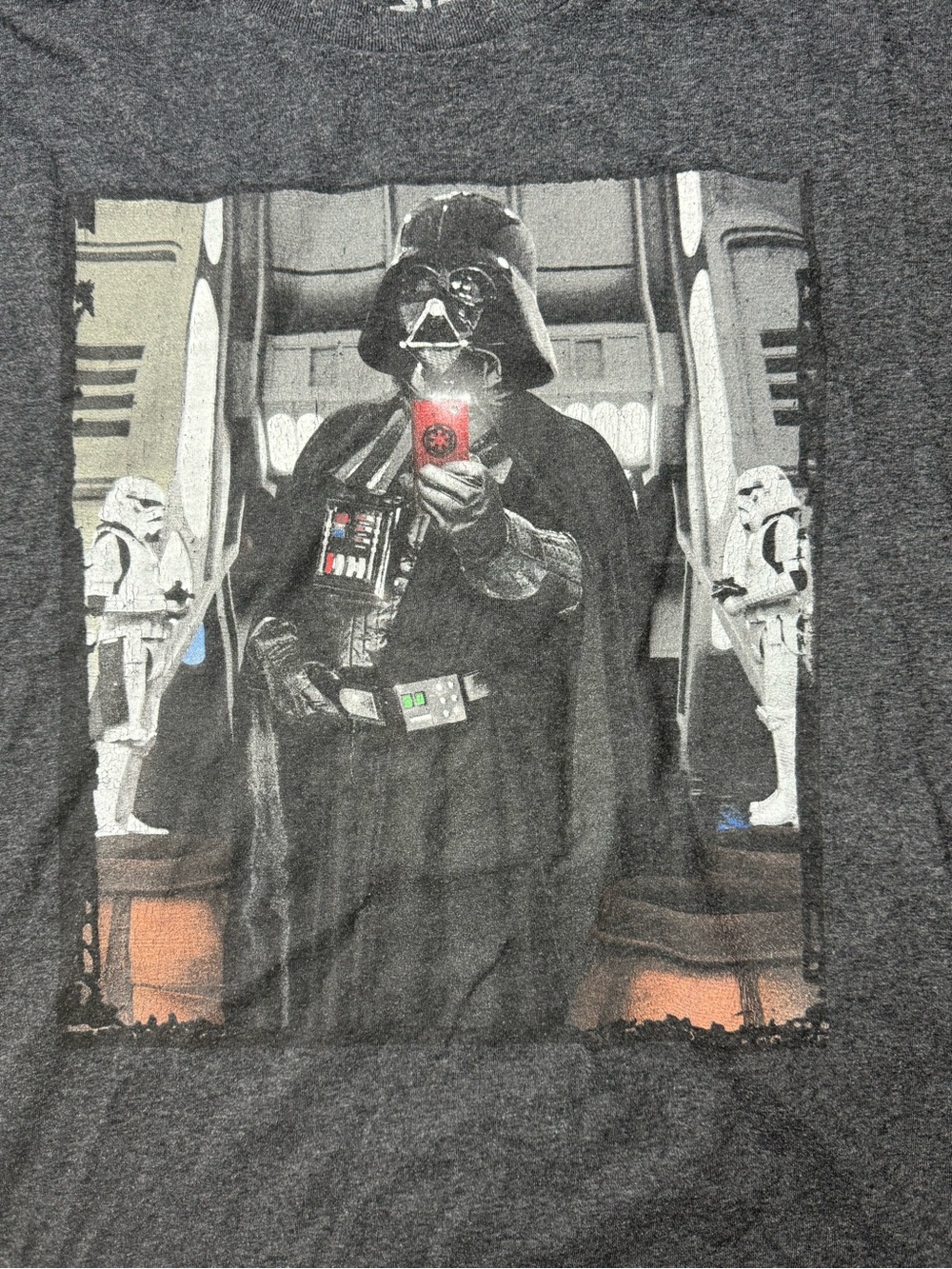 Star Wars Darth Vader Selfie Graphic T Shirt Mens 2XL Gray Movie Tee